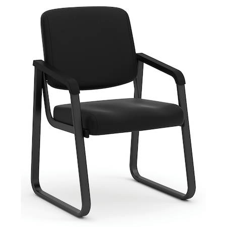 Officesource Value Collection Sled Base Guest Chair with Antimicrobial Vinyl Upholstery and Black Frame OSGS4906PBK